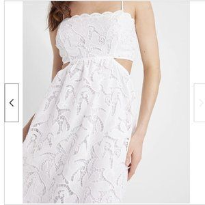 Express Lace Tie Back Side Cutout Midi Dress